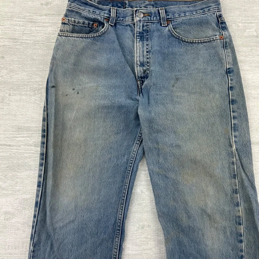 Vintage 90s Levis 505‎ Jeans Size 33x34 Blue Light Wash Regular Fit Straight Leg